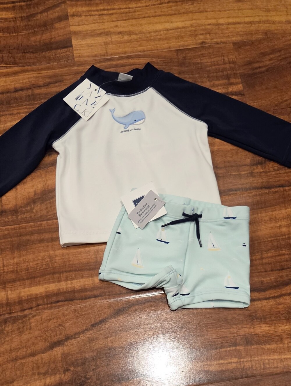 Janie and Jack NWT 0-3 Rashguard and Swim Shorts